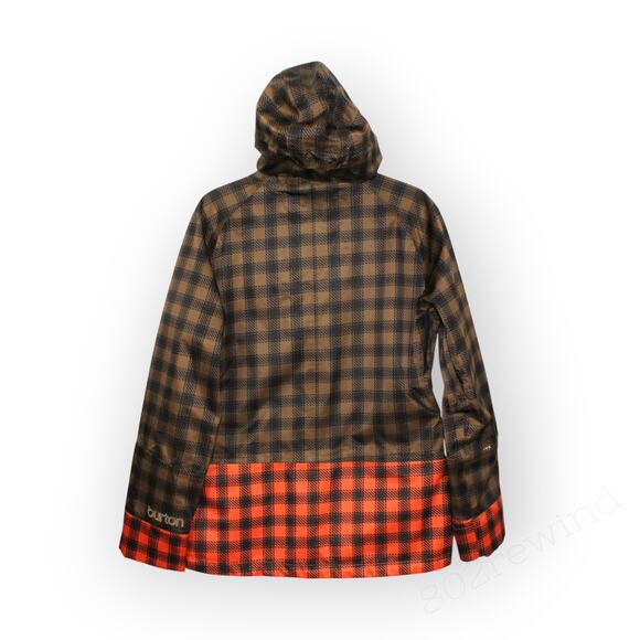 Medium Burton Snowboard 3L Zephyr Jacket Buffalo Plaid BlackRedBrown FreeShip - Picture 4 of 11